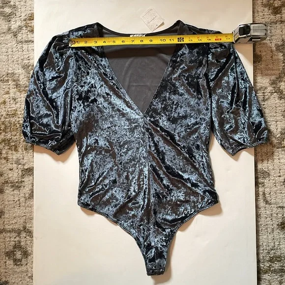 Free People Intimately Don’t You Wish Velvet Bodysuit in Black / Medium NWT - Picture 8 of 16